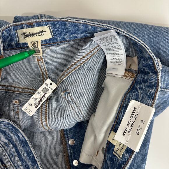 Madewell The Tall Darted Barrel Leg Jean Dobbins Wash Blue Rigid Slouchy 26T NWT - Picture 13 of 15